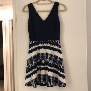 Aqua blue and white patterned dress